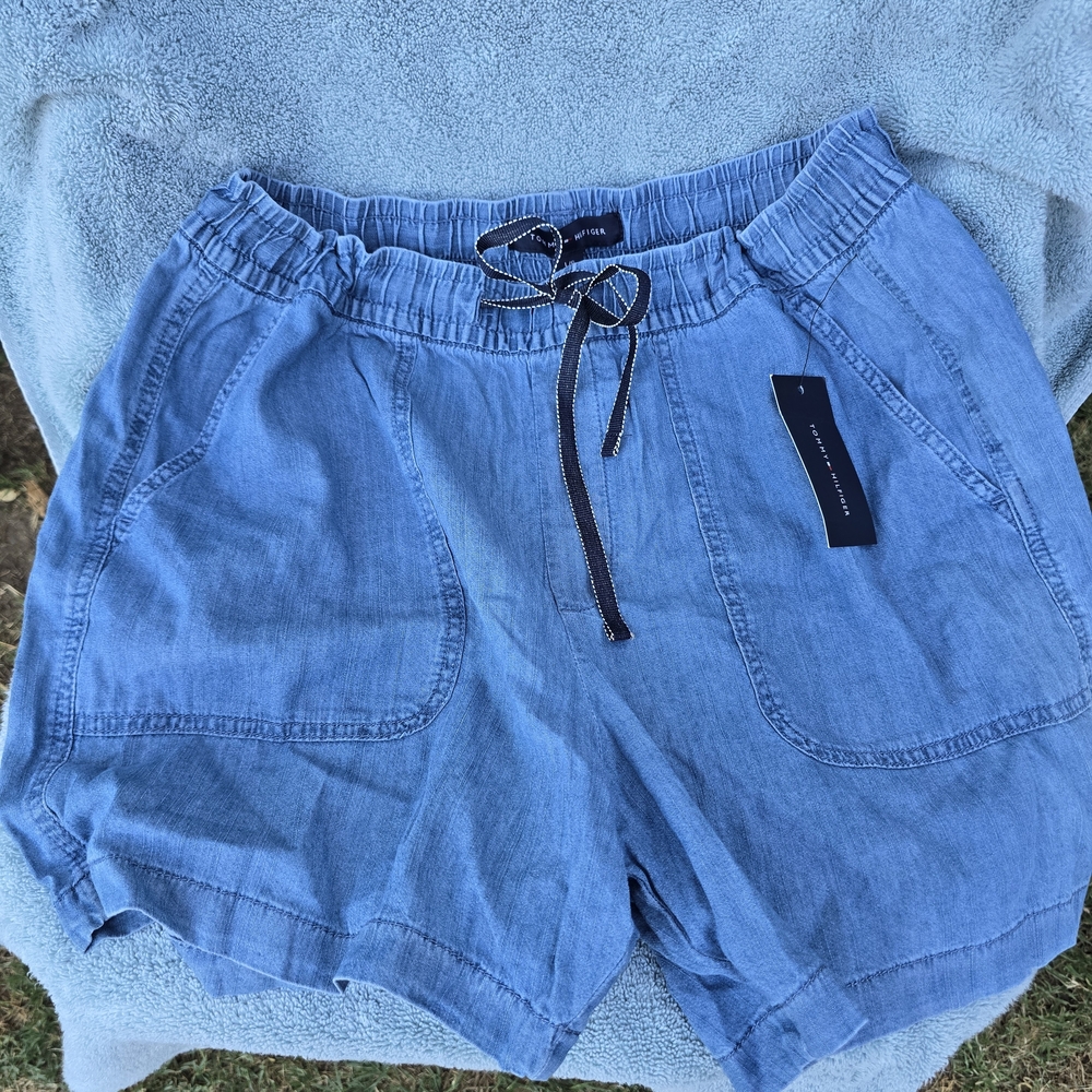 Tommy Hilfiger Light Blue Drawstring Denim Shorts